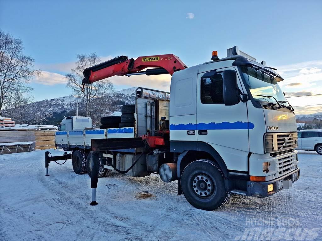 Volvo FH12 420 *6x2 *PALFINGER PK 32080 *FULL STEEL *VID Flatbed/Dropside trucks