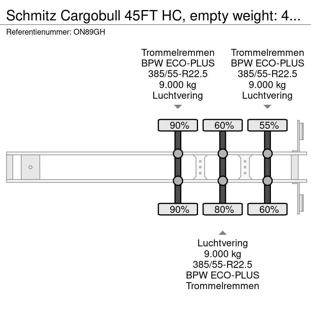 Schmitz Cargobull 45FT HC, empty weight: 4.240kg, BPW+drum, NL-chass Containerframe/Skiploader semi-trailers