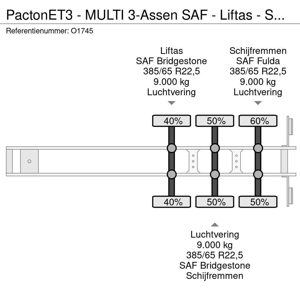 Pacton ET3 - MULTI 3-Assen SAF - Liftas - Schijfremmen - Containerframe/Skiploader semi-trailers