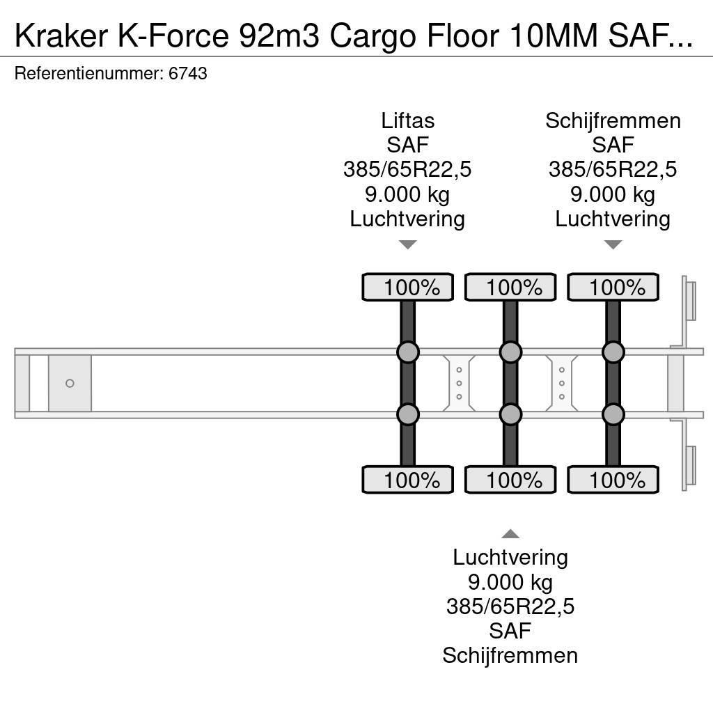 Kraker K-Force 92m3 Cargo Floor 10MM SAF, Liftachse, Remo Walking floor semi-trailers