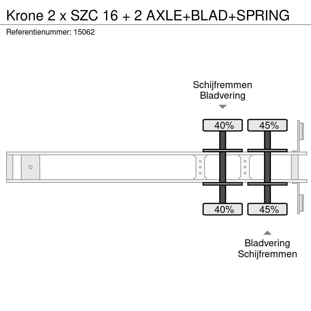 Krone 2 x SZC 16 + 2 AXLE+BLAD+SPRING Containerframe/Skiploader semi-trailers