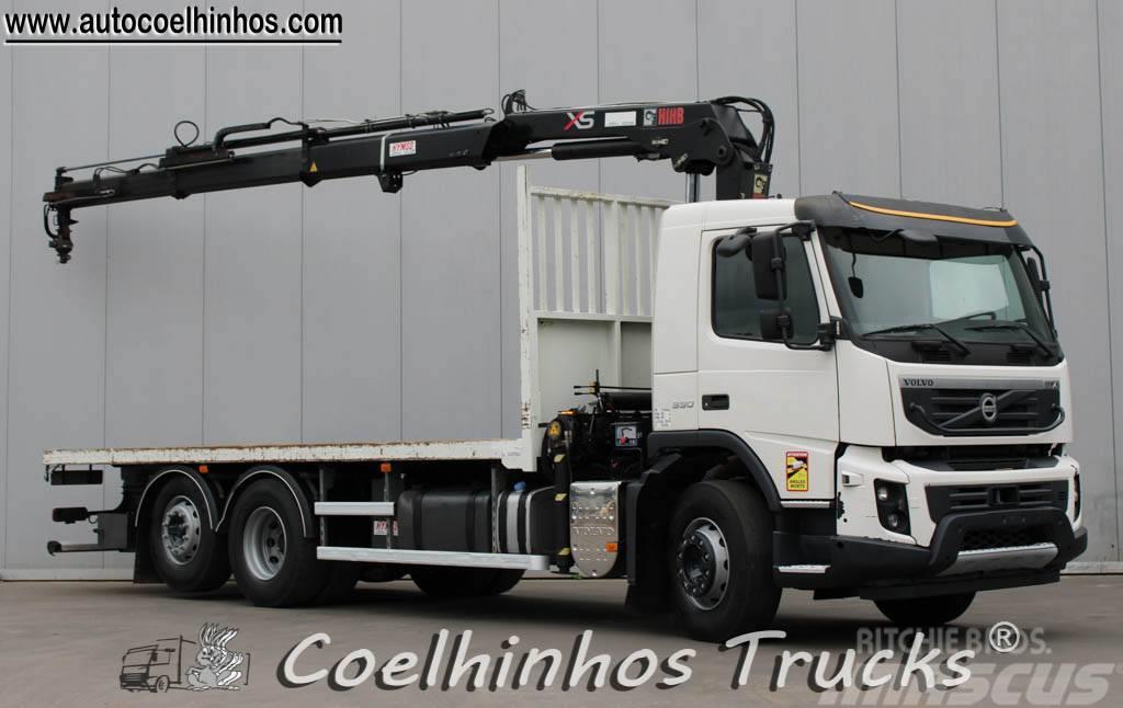 Volvo FMX 330 + Hiab 144 XS Flatbed/Dropside trucks