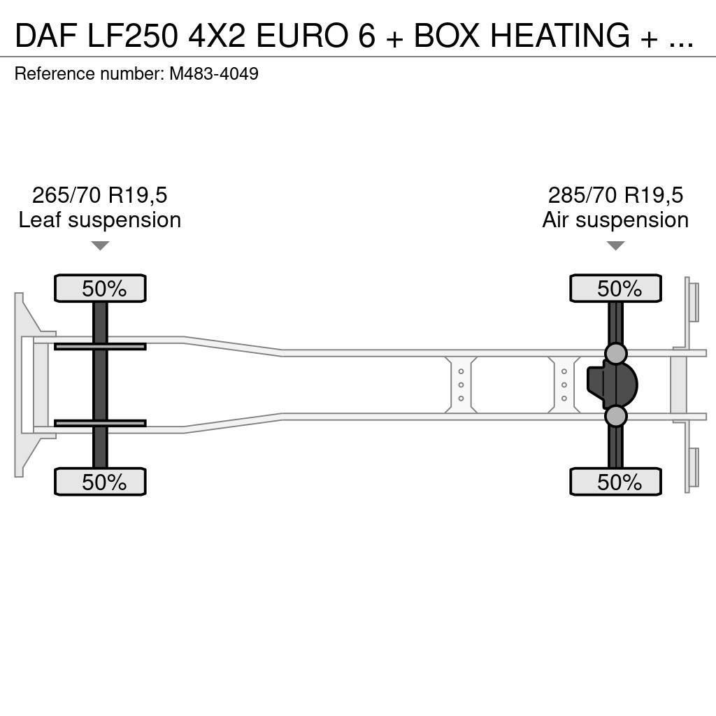 DAF LF250 4X2 EURO 6 + BOX HEATING + LIFT 2000 KG. Van Body Trucks