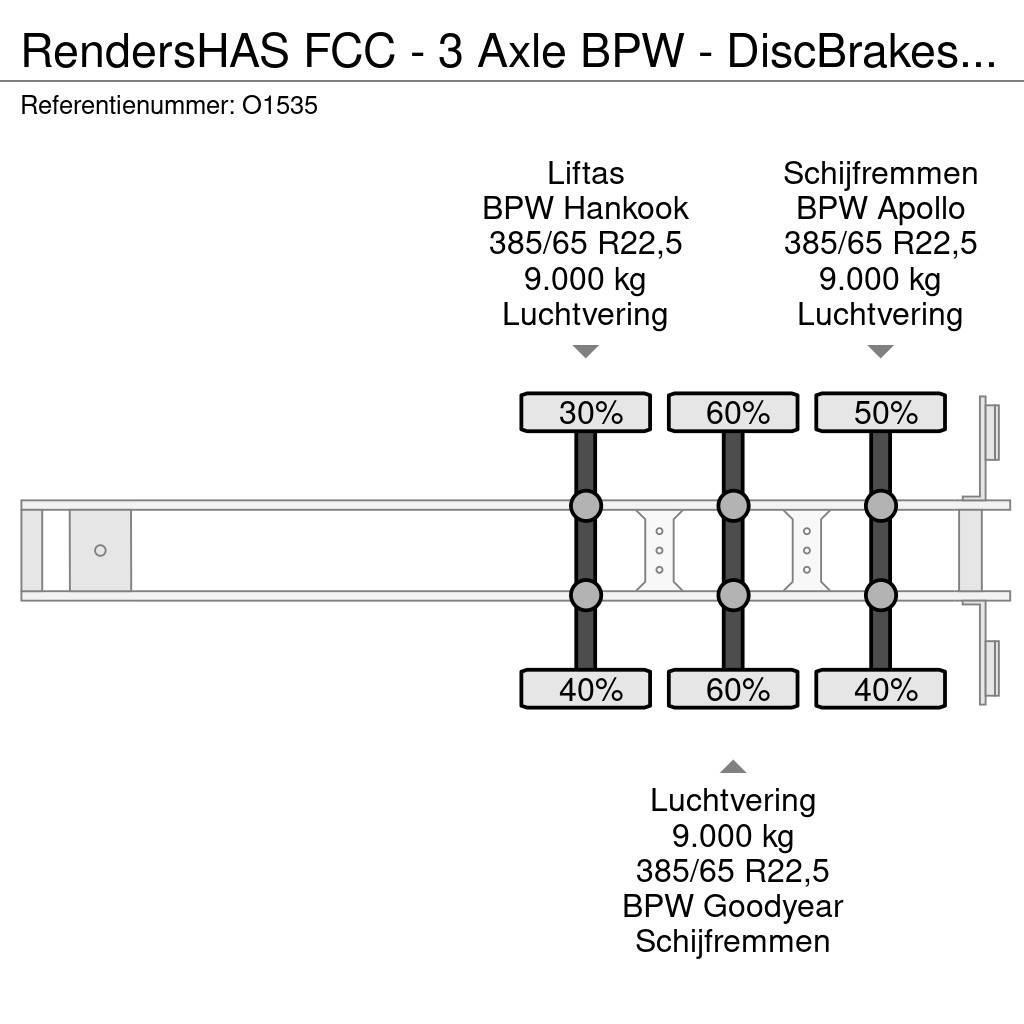 Renders HAS FCC - 3 Axle BPW - DiscBrakes - LiftAxle - Sli Containerframe/Skiploader semi-trailers