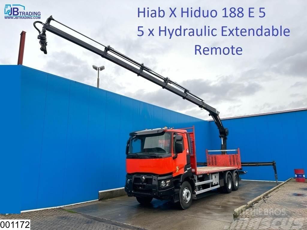 Renault C 430 6x4, EURO 6, Hiab, Remote, Steel suspension Flatbed/Dropside trucks