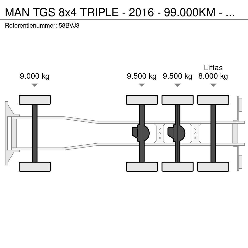 MAN TGS 8x4 TRIPLE - 2016 - 99.000KM - HMF 2620K5 - RA Flatbed/Dropside trucks