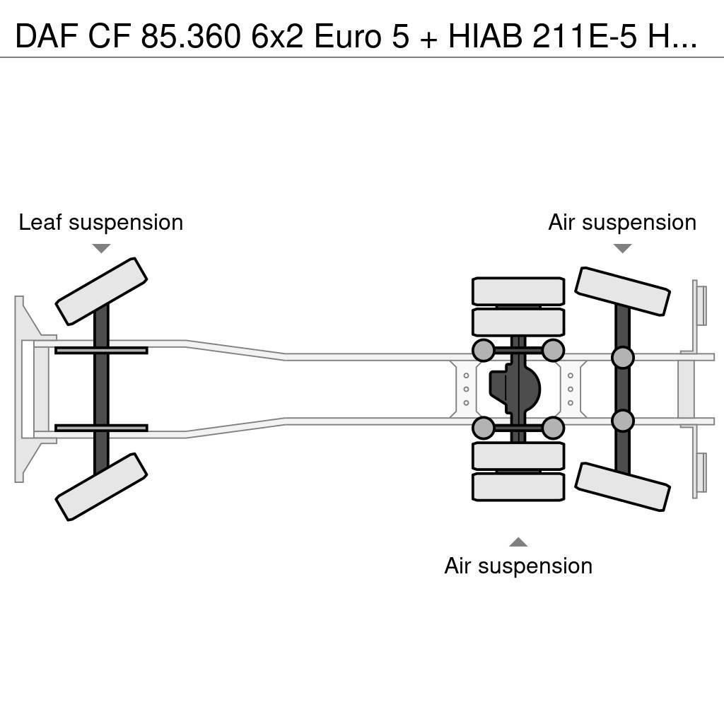 DAF CF 85.360 6x2 Euro 5 + HIAB 211E-5 HIPRO Flatbed/Dropside trucks