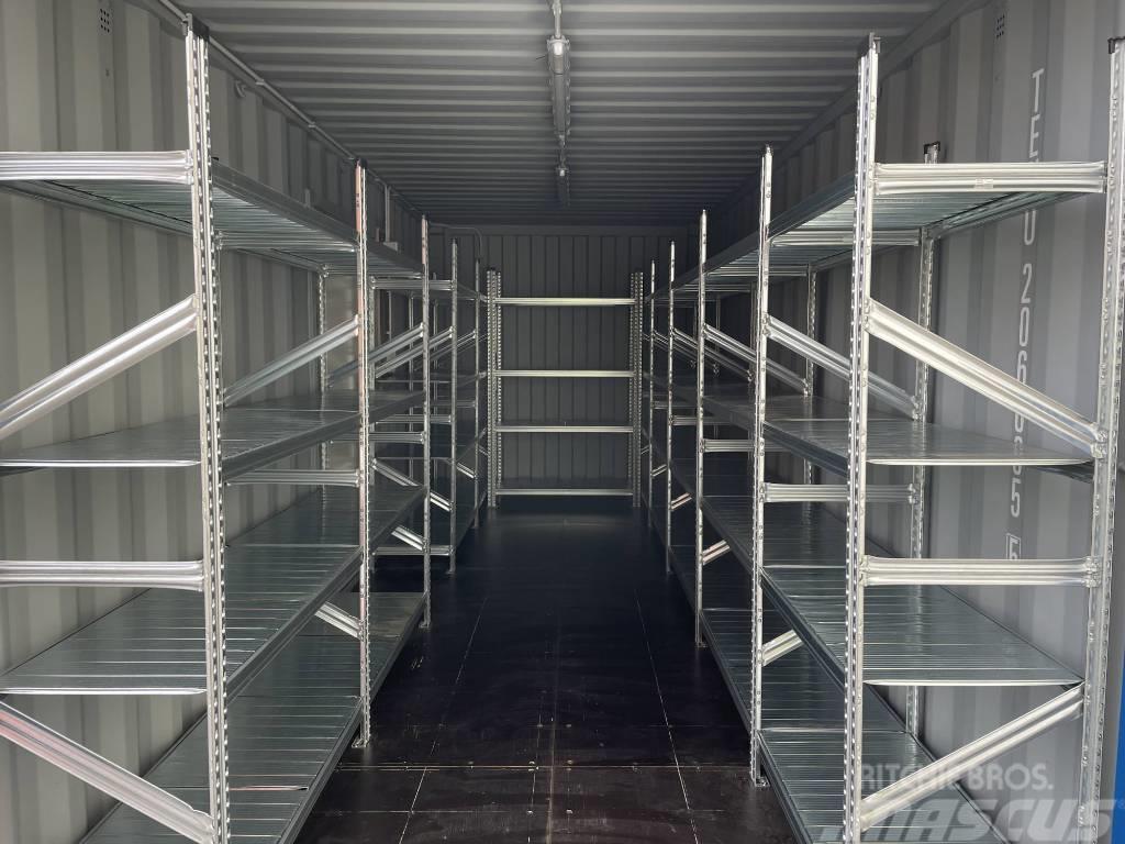  20' Lagercontainer mit Regalen, Licht, Seitentür Storage containers