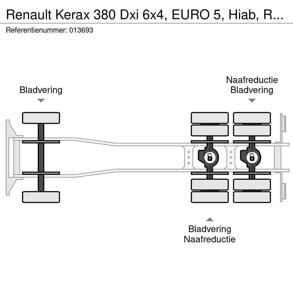 Renault Kerax 380 Dxi 6x4, EURO 5, Hiab, Remote, Steel Sus Flatbed/Dropside trucks