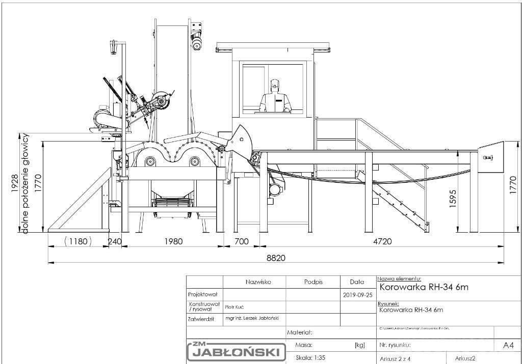 Debarker / Entrinder / ZMJ JABLONSKI RH-34 Wood splitters, cutters, and chippers