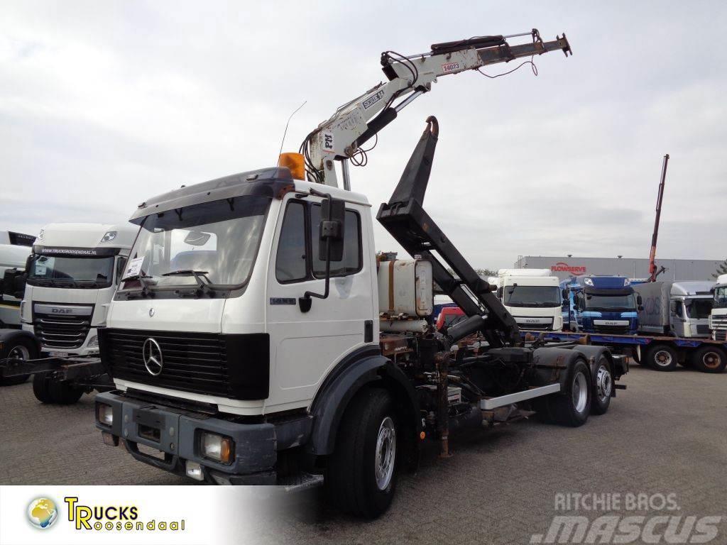 Mercedes-Benz SK 2433 + Semi-Auto + PTO + Serie 14 Crane + 3 ped Containerframe/Skiploader trucks