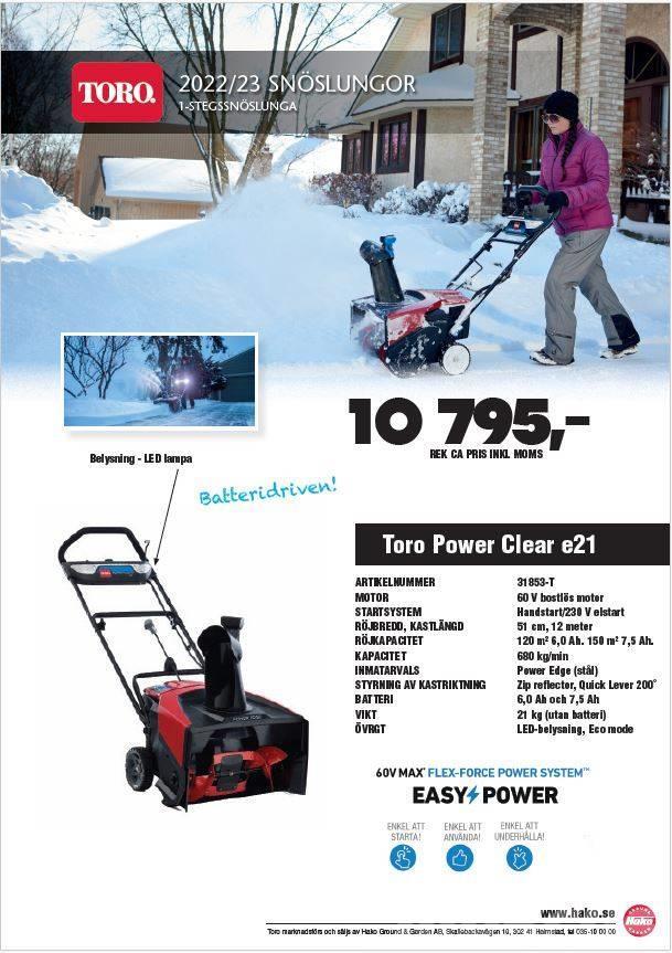 Toro Power Clear E21 batteridriven snöslunga Snow throwers