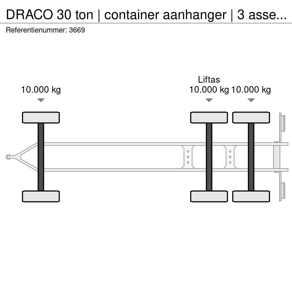 Draco 30 ton | container aanhanger | 3 asser overzetter Containerframe/Skiploader trailers