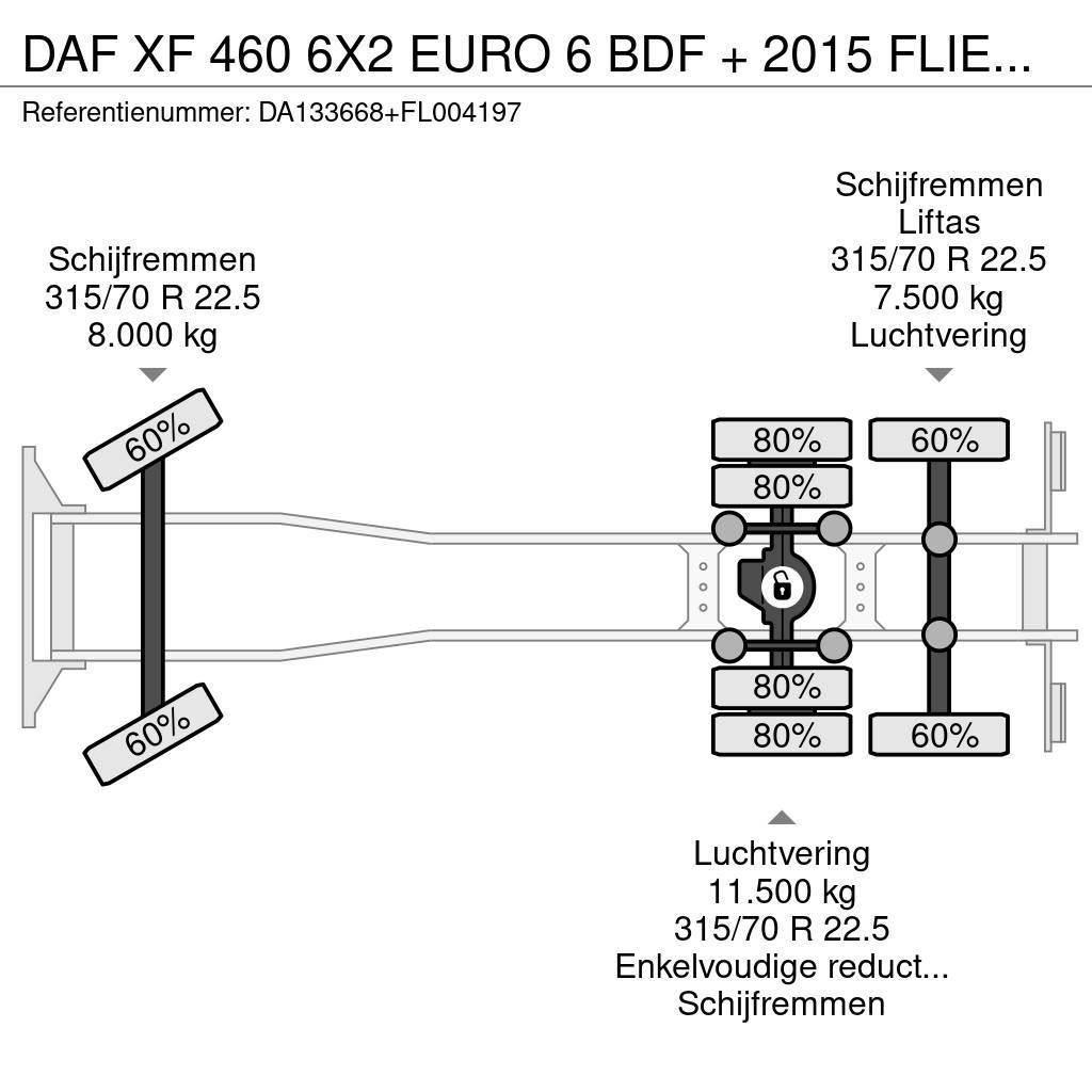 DAF XF 460 6X2 EURO 6 BDF + 2015 FLIEGL 2 AXLE Demountable trucks