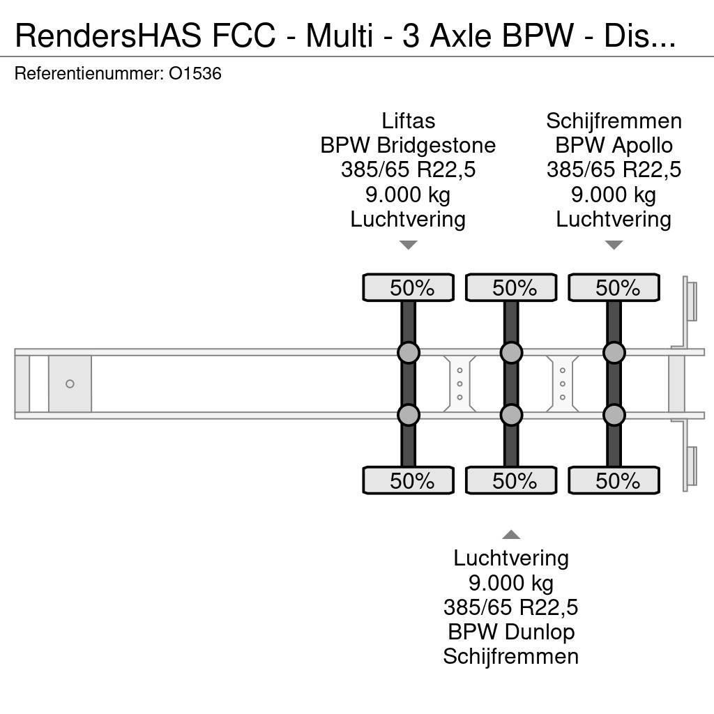 Renders HAS FCC - Multi - 3 Axle BPW - DiscBrakes - LiftAx Containerframe/Skiploader semi-trailers