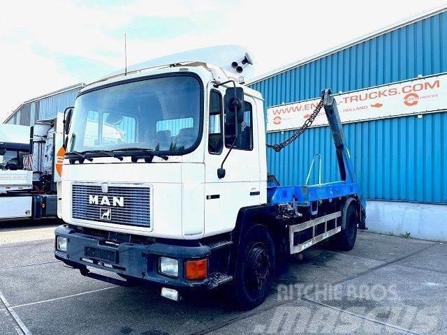MAN 18 .232 (6 CILINDER) M90 WITH TELESCOPIC CONTAINER Skip loader trucks
