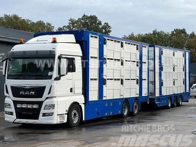 MAN TGX 26.480 6x2 3.Stock FINKL + Tandemanhänger Livestock carrying trucks
