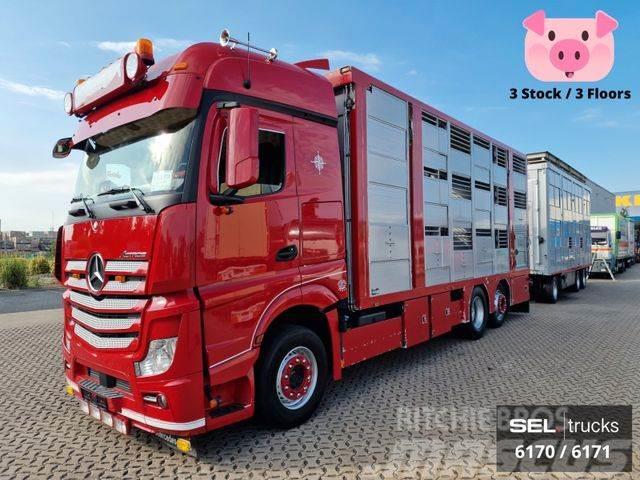 Mercedes-Benz Actros / Durchladezug / 3 Stock / Lenkachse Livestock carrying trucks